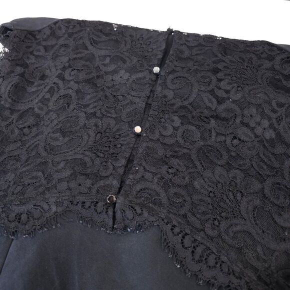 VTG Lace Silk Black Dress Sz4 28W Y2K 90s Knee Cocktail LBD Low Back Witchy Goth - Picture 12 of 15